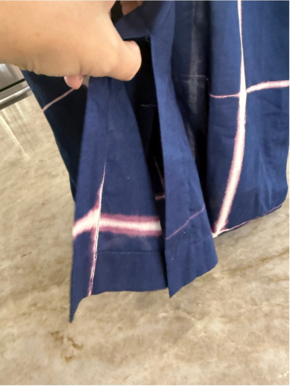 Lafayette 148 New York Button Down mini Shirt Dress Navy Pink sheer tie dye - Picture 4 of 10